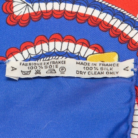 HERMES Carre 90 SELLES A HOUSSE Scarf Silk White Red blue - Picture 7 of 8